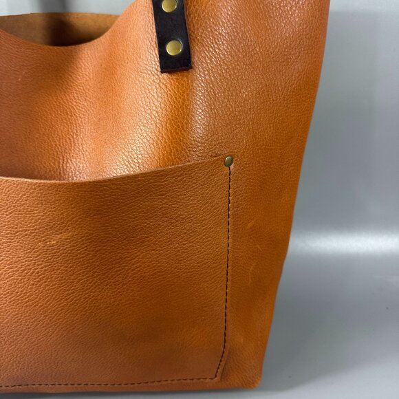 NWOT Portland Leather Goods Brown Leather Tote Bag - Picture 3 of 14